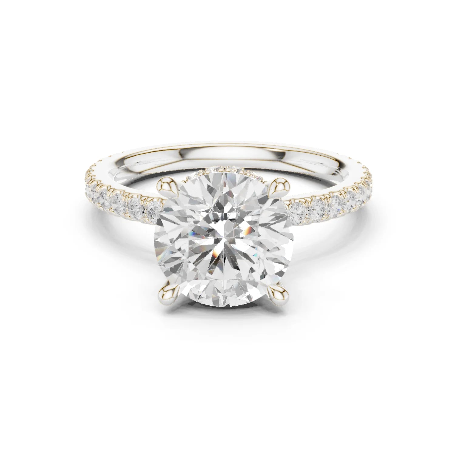 Round Cut Diamond Double Hidden Halo Engagement Ring