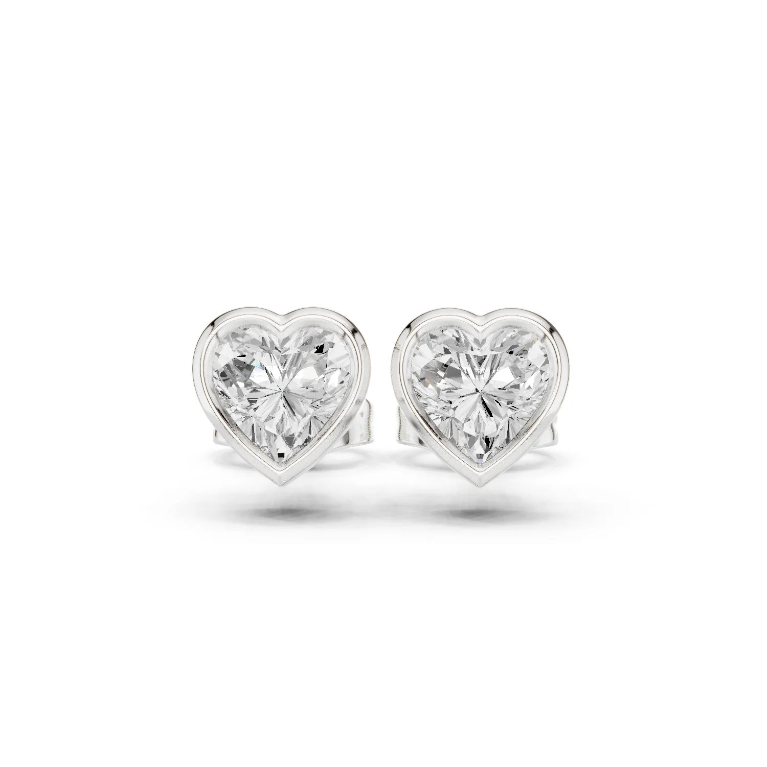 Amoria Heart Bezel Diamond Stud Earrings