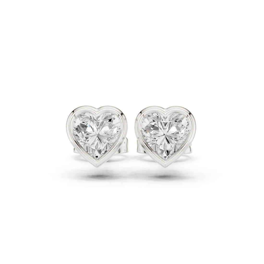 Amoria Heart Bezel Diamond Stud Earrings
