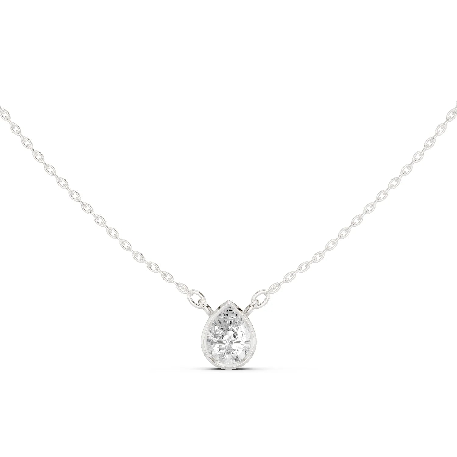 Elara Pear Bezel Solitaire Diamond Pendant