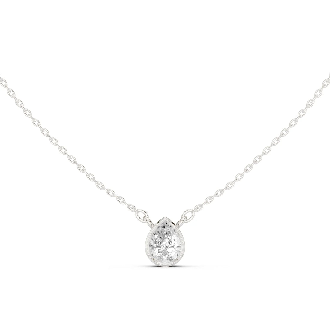 Elara Pear Bezel Solitaire Diamond Pendant