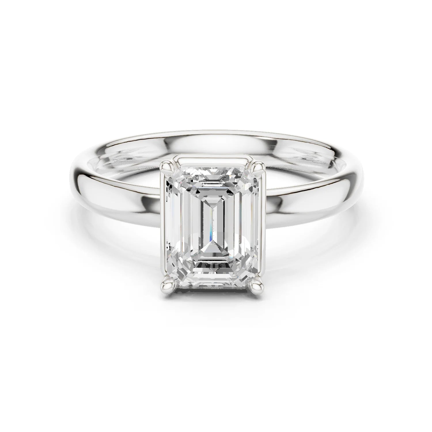 Emerald Diamond Solitaire Engagement Ring