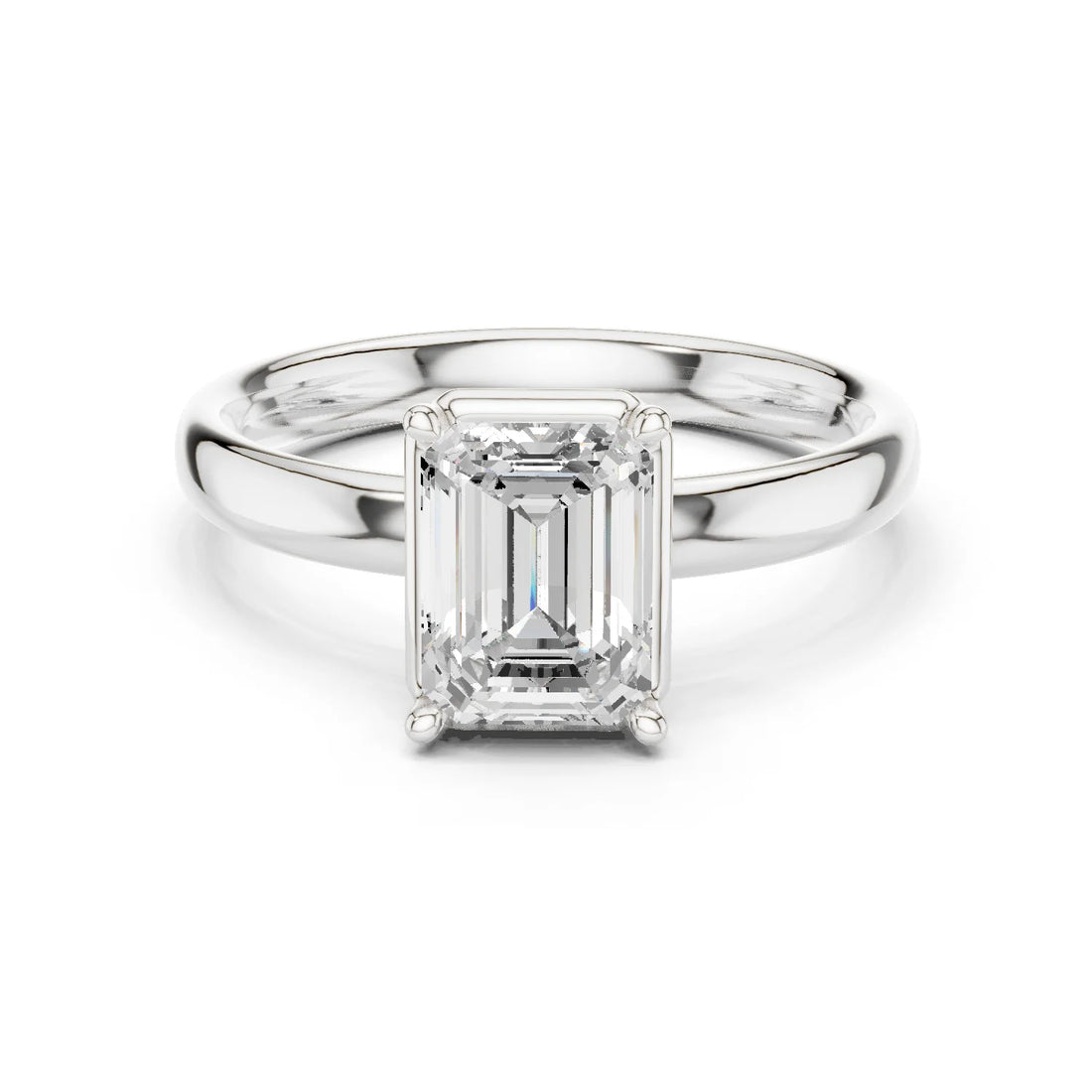 Emerald Diamond Solitaire Engagement Ring