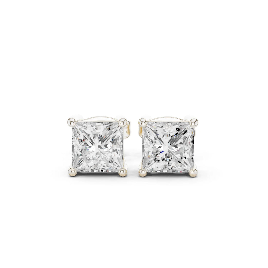 Princess Cut Solitaire Diamond Stud Earrings