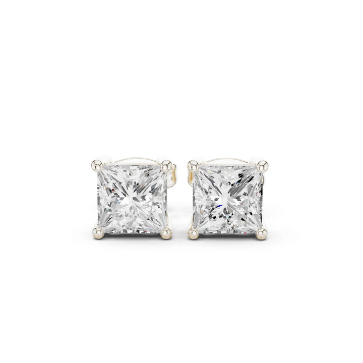 Princess Cut Solitaire Diamond Stud Earrings