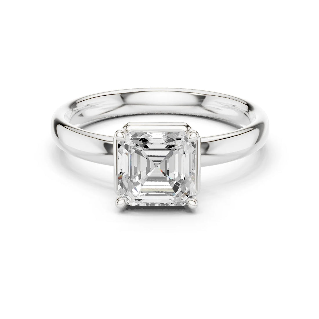 Asscher Diamond Solitaire Engagement Ring