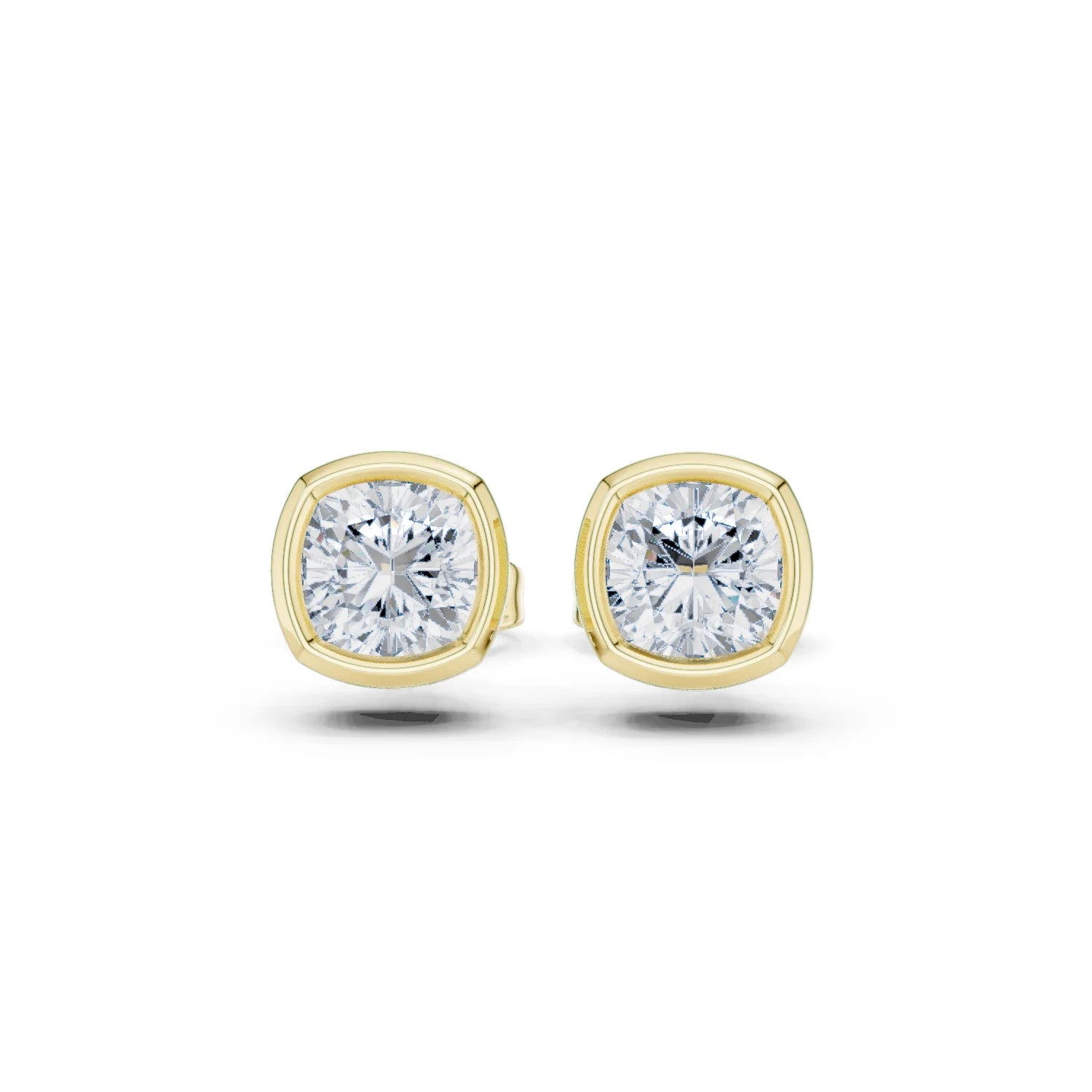 Lunaria Cushion Bezel Diamond Stud Earrings