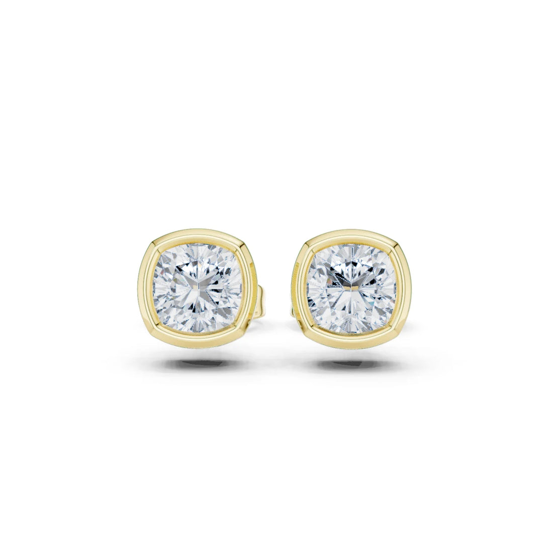 Lunaria Cushion Bezel Diamond Stud Earrings