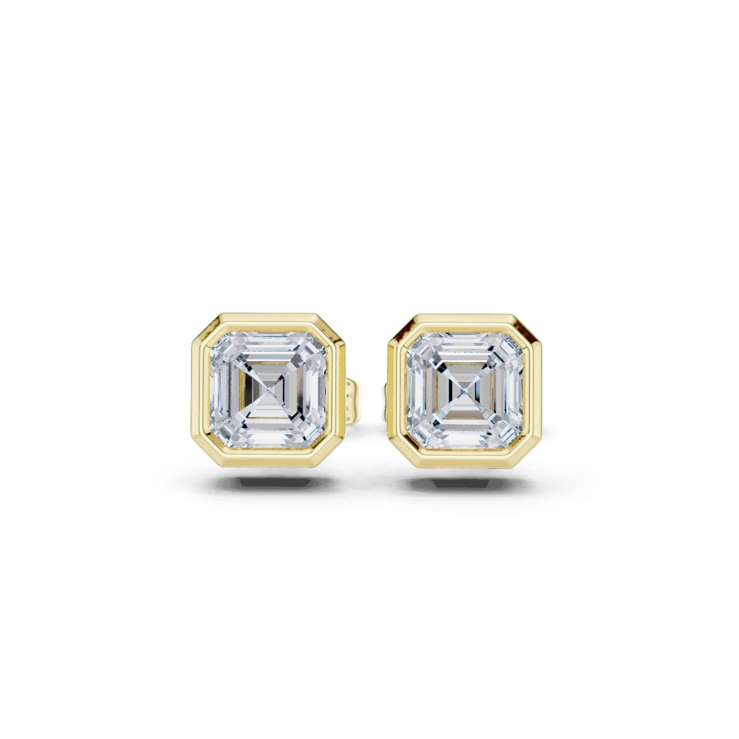 Celestia Asscher Bezel Diamond Stud Earrings