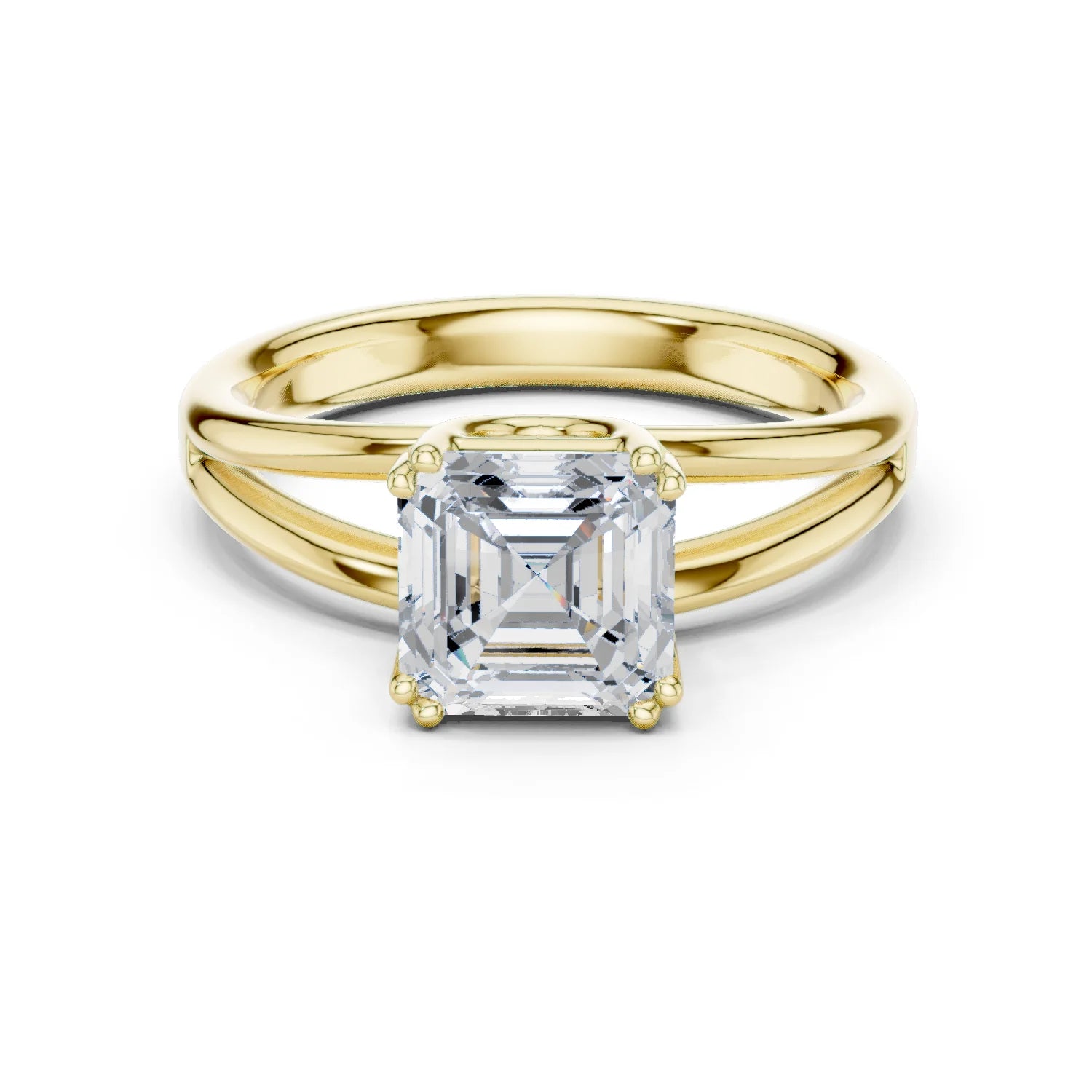 Asscher Shape Diamond Solitaire Engagement Ring