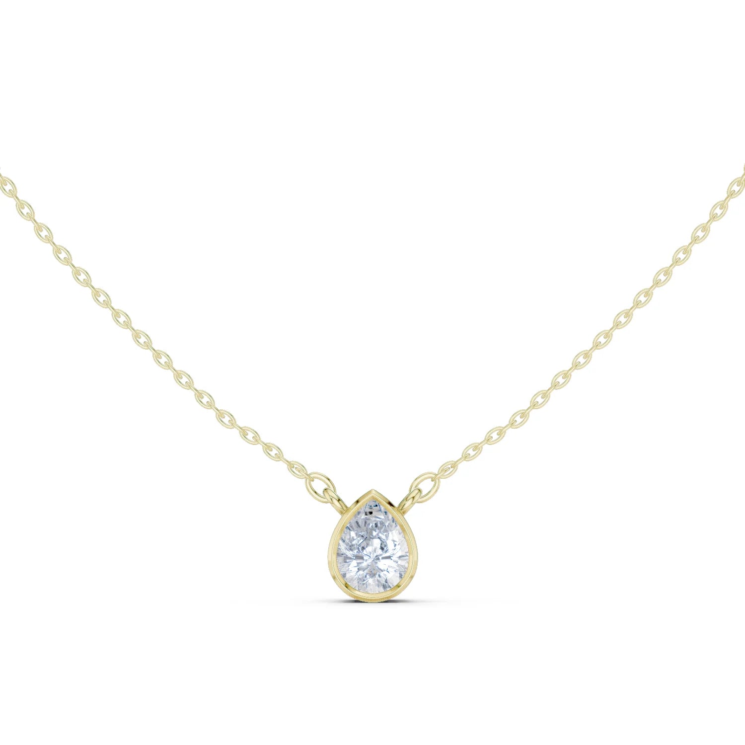 Elara Pear Bezel Solitaire Diamond Pendant