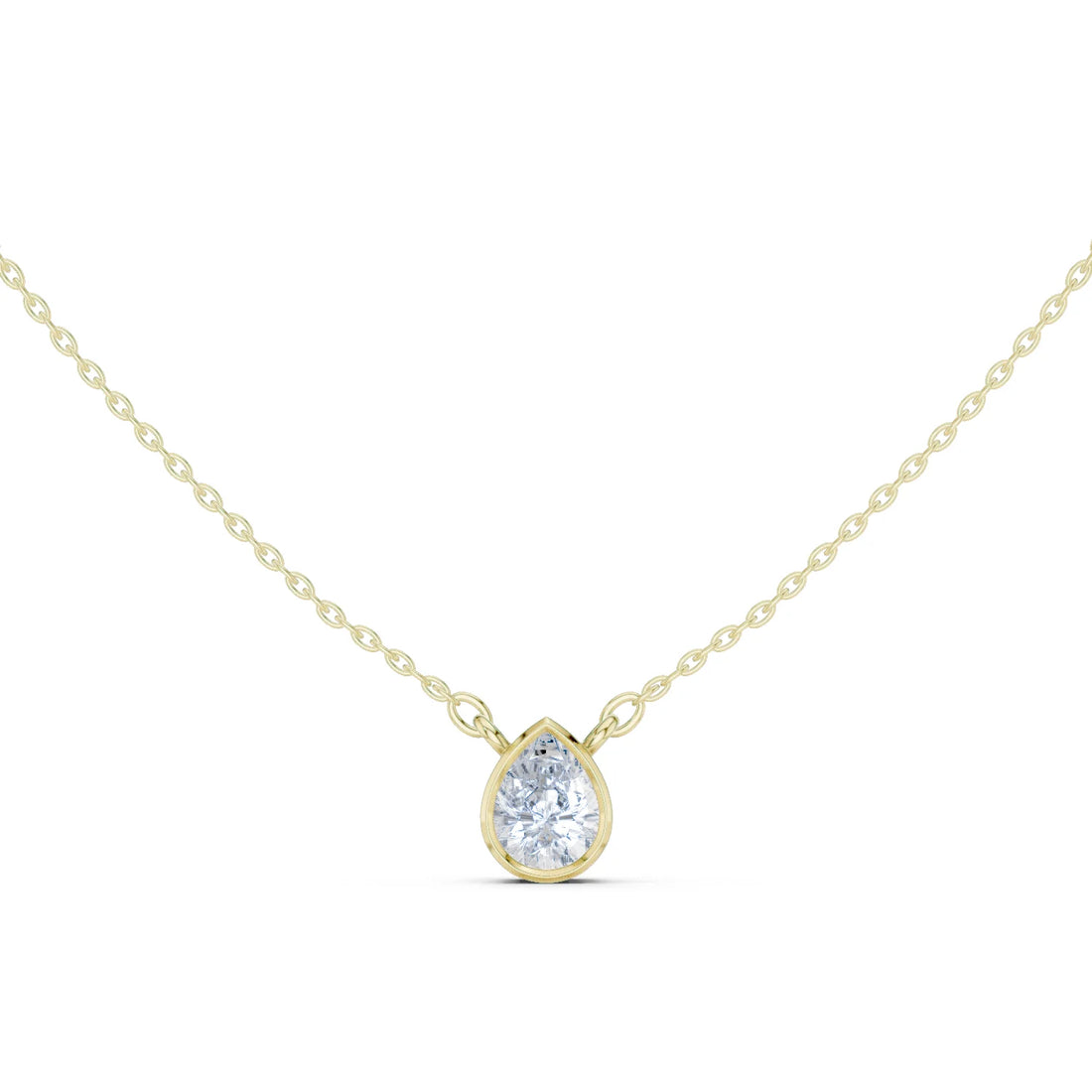 Elara Pear Bezel Solitaire Diamond Pendant