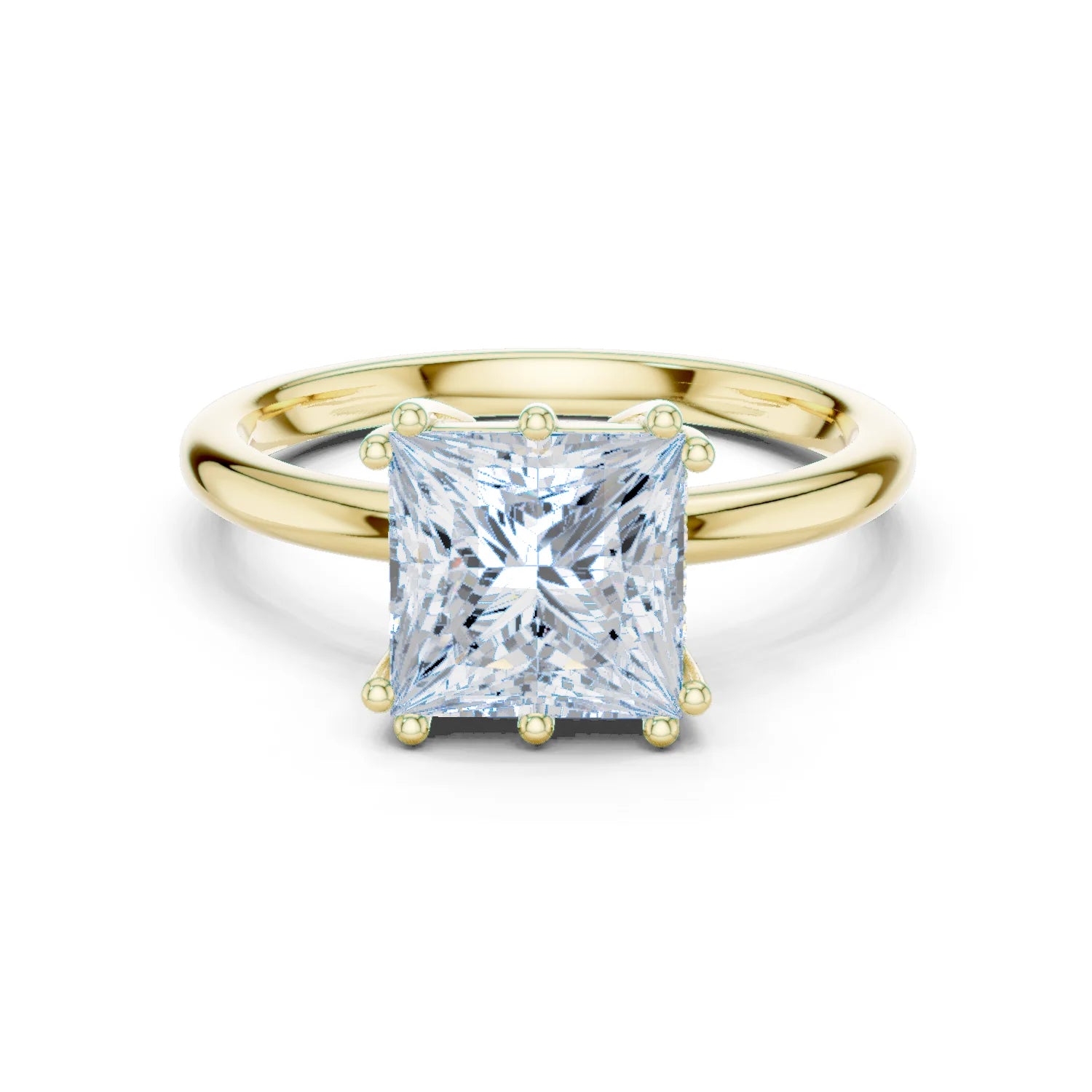 Princess Cut Diamond Solitaire Engagement Ring with Hidden Accent Diamonds