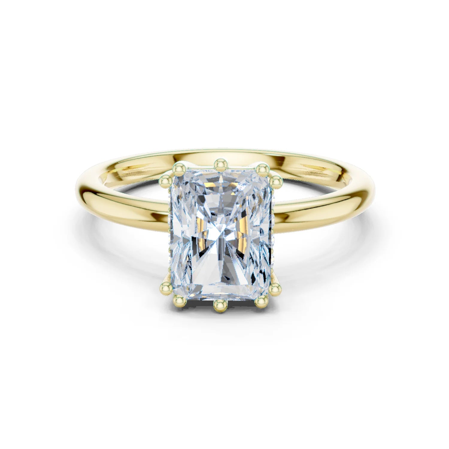 Radiant Cut Diamond Solitaire Engagement Ring with Hidden Accent Diamonds