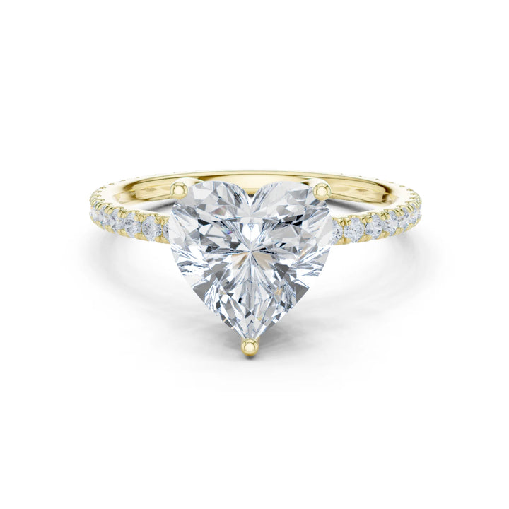 Heart Shape Diamond Pave Band Engagement Ring