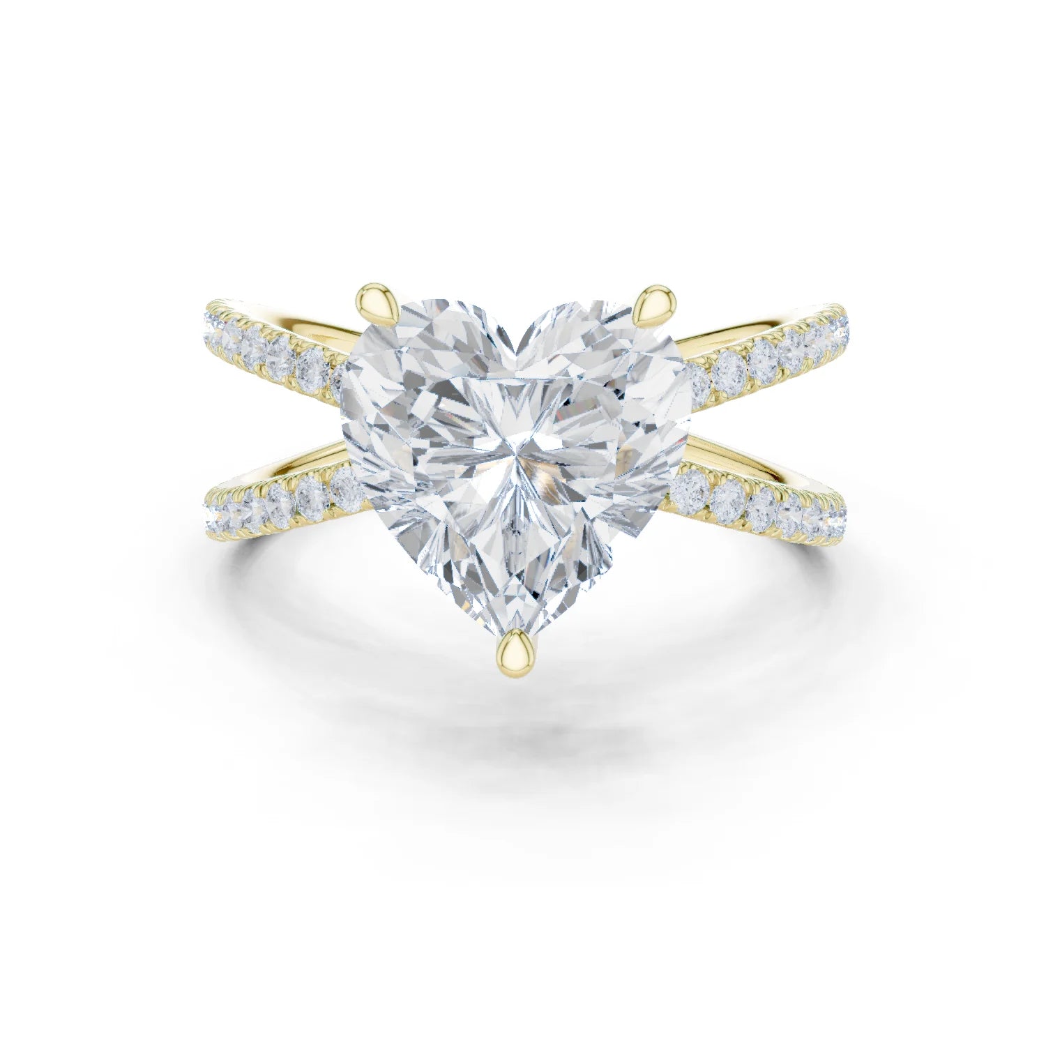 Heart Cut Diamond Split Shank Engagement Ring