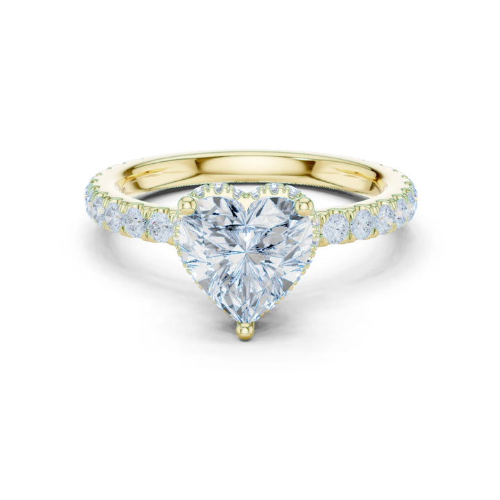 Heart Cut Diamond Double Halo Pave Engagement Ring
