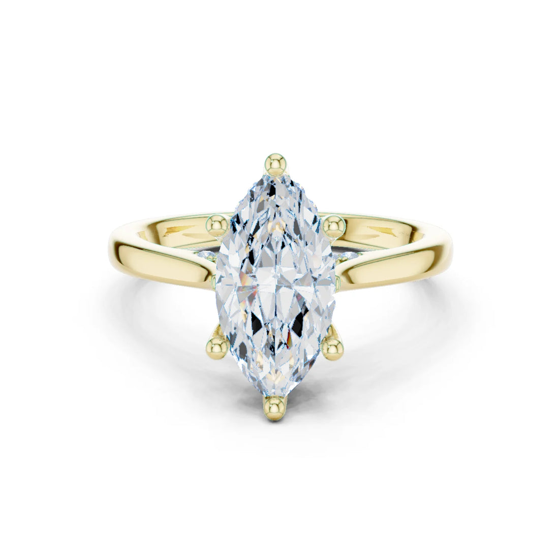 Marquise Cut Diamond Hidden Halo Engagement Ring With Cathedral Pave