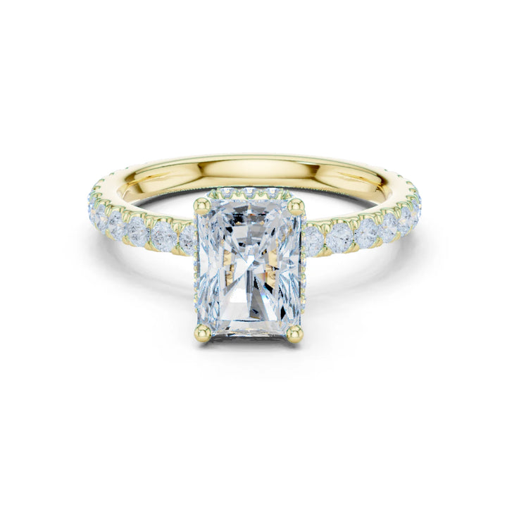 Radiant Cut Diamond Double Halo Pave Engagement Ring