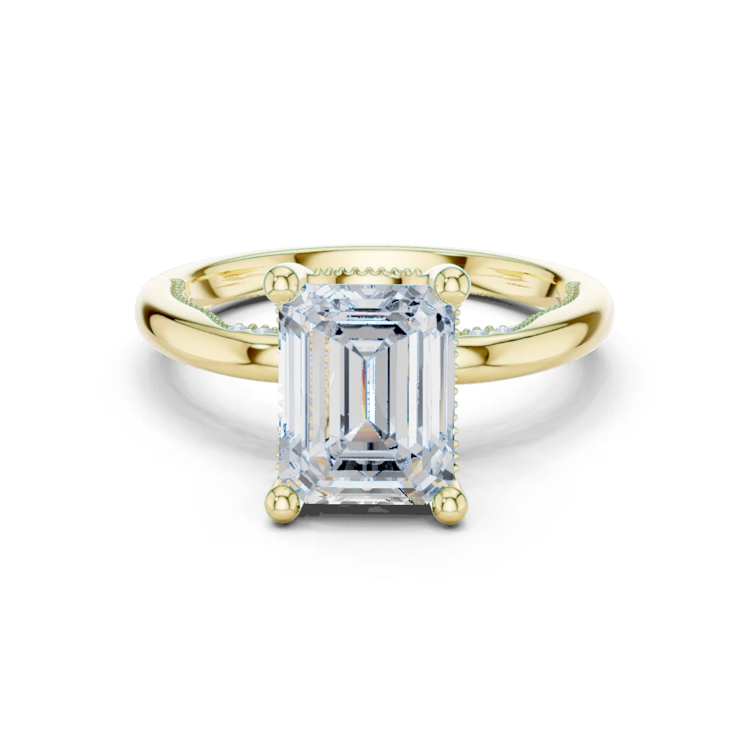 Hidden Halo Emerald Cut Diamond Engagement Ring