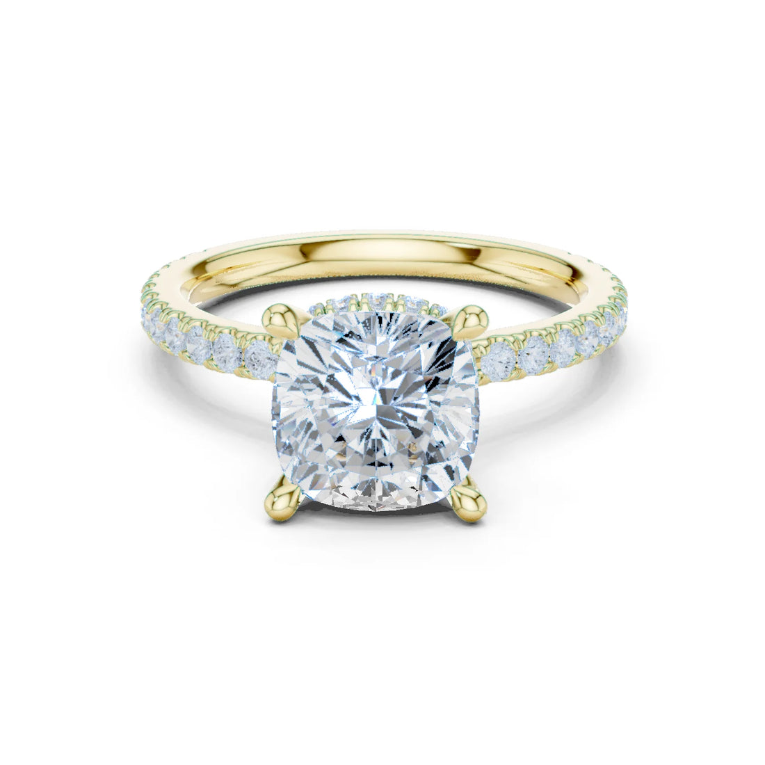 Cushion Cut Diamond Double Hidden Halo Engagement Ring