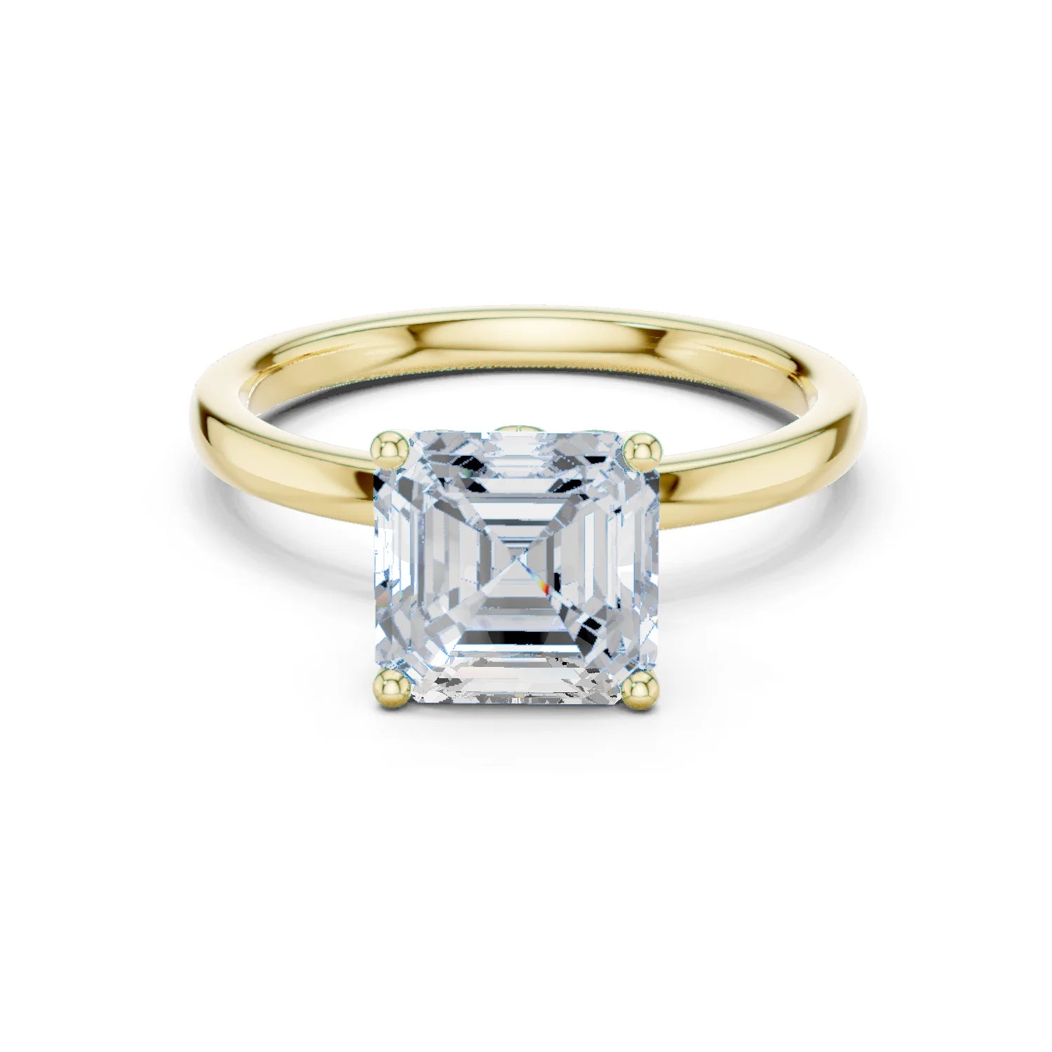 Asscher Cut Diamond Solitaire Engagement Ring