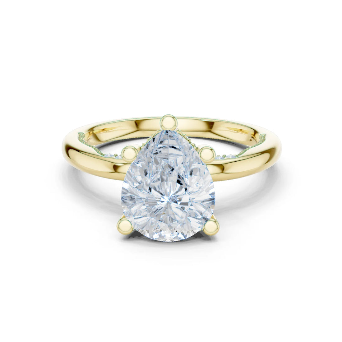 Hidden Halo Pear Cut Diamond Engagement Ring