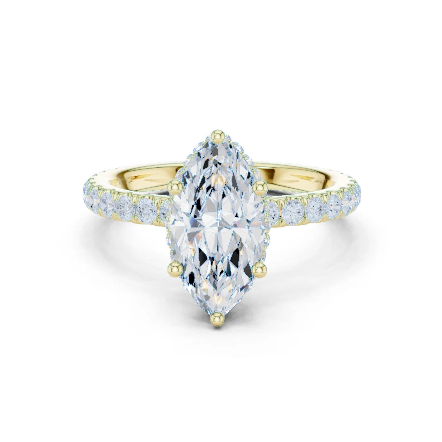 Marquise Cut Diamond Double Halo Pave Engagement Ring