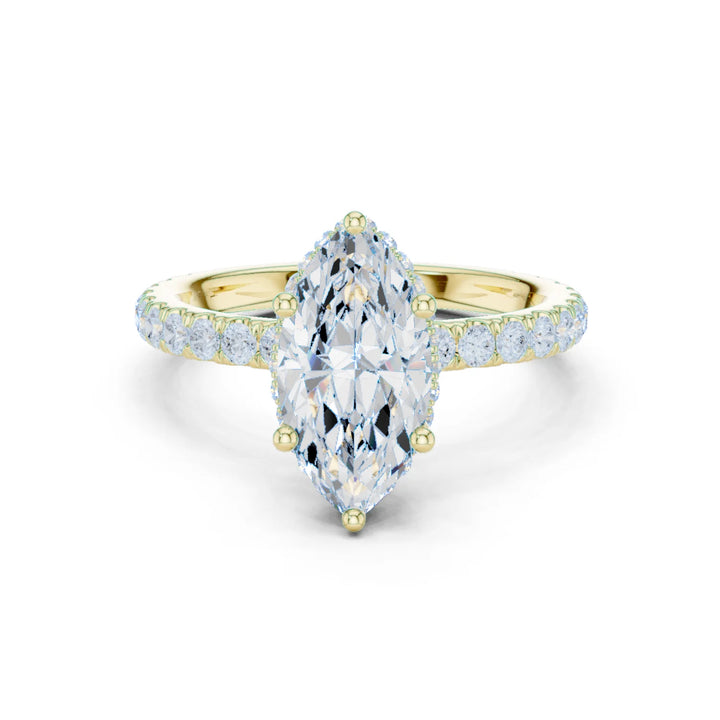 Marquise Cut Diamond Double Halo Pave Engagement Ring