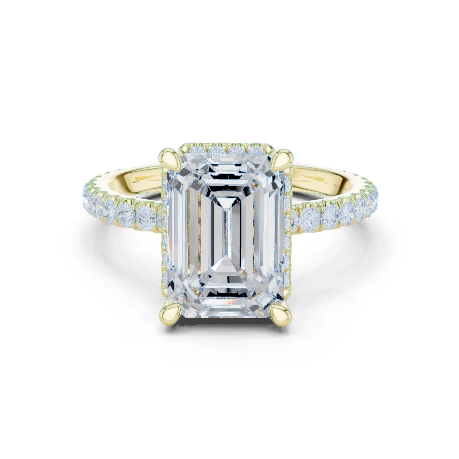 Emerald Diamond Hidden Halo Engagement Ring