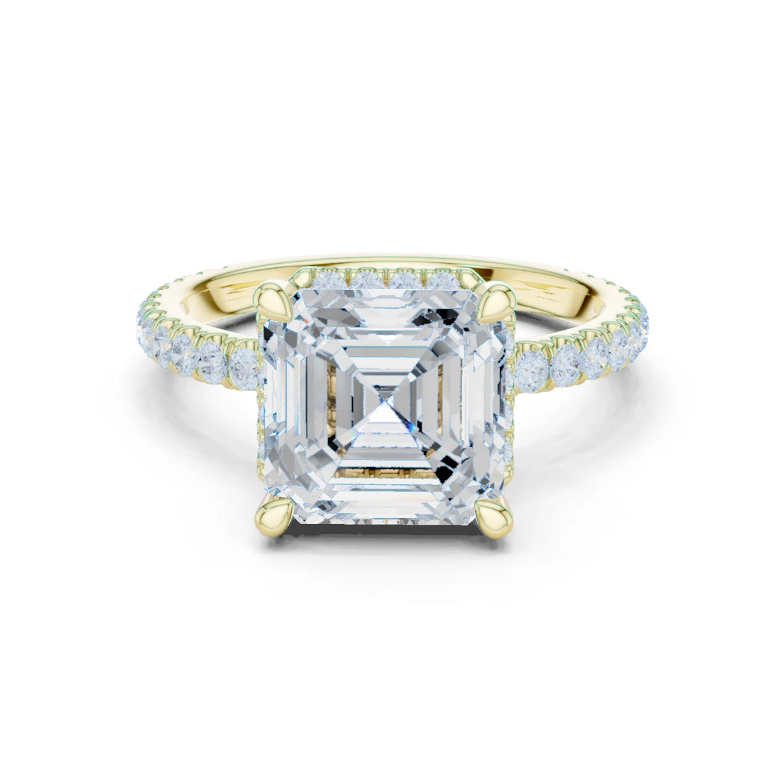 Asscher Diamond Hidden Halo Engagement Ring