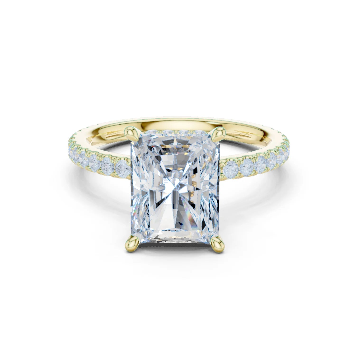 Radiant Cut Diamond Double Hidden Halo Engagement Ring
