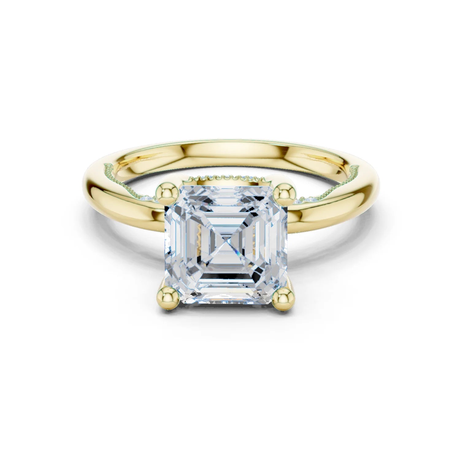 Hidden Halo Asscher Cut Diamond Engagement Ring