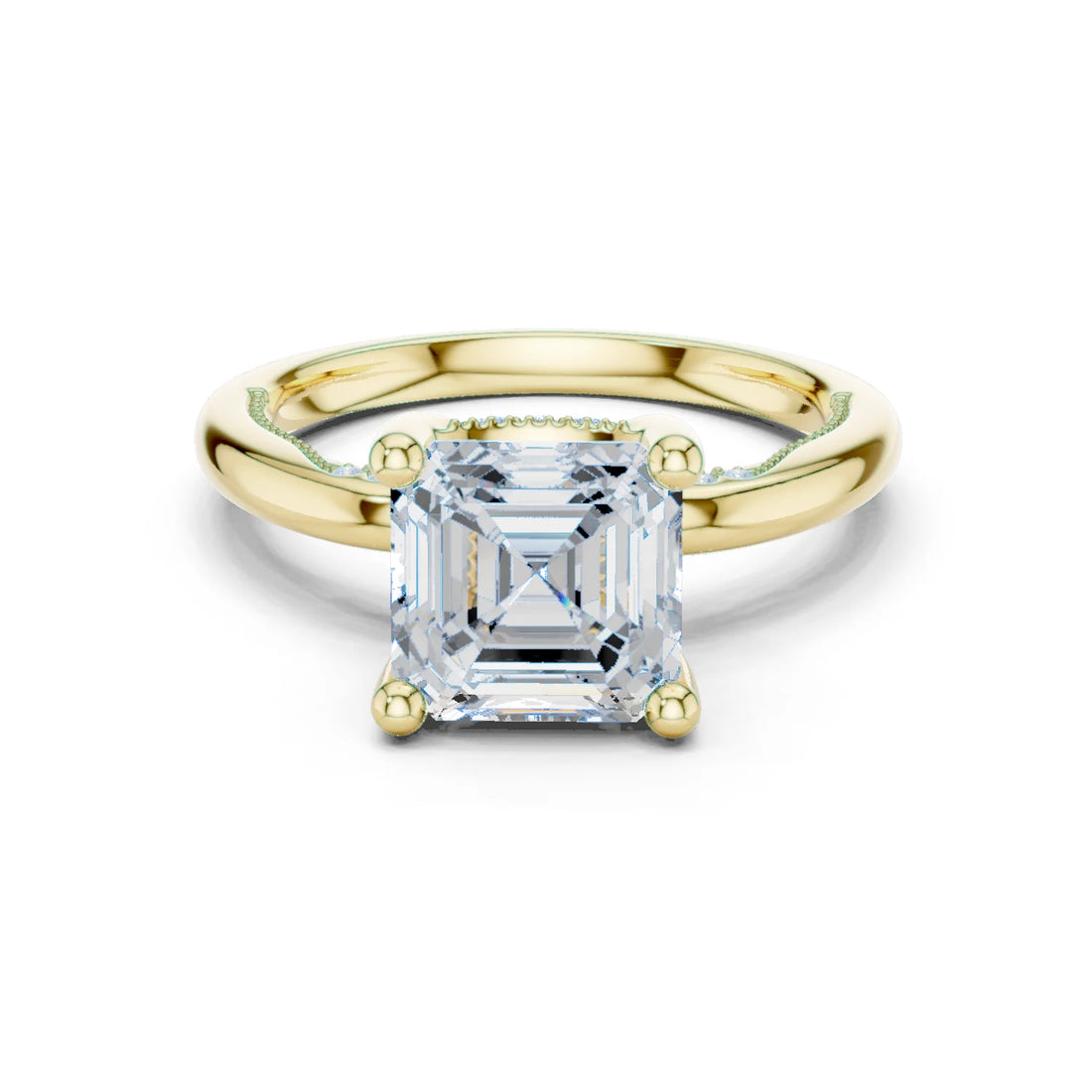 Hidden Halo Asscher Cut Diamond Engagement Ring