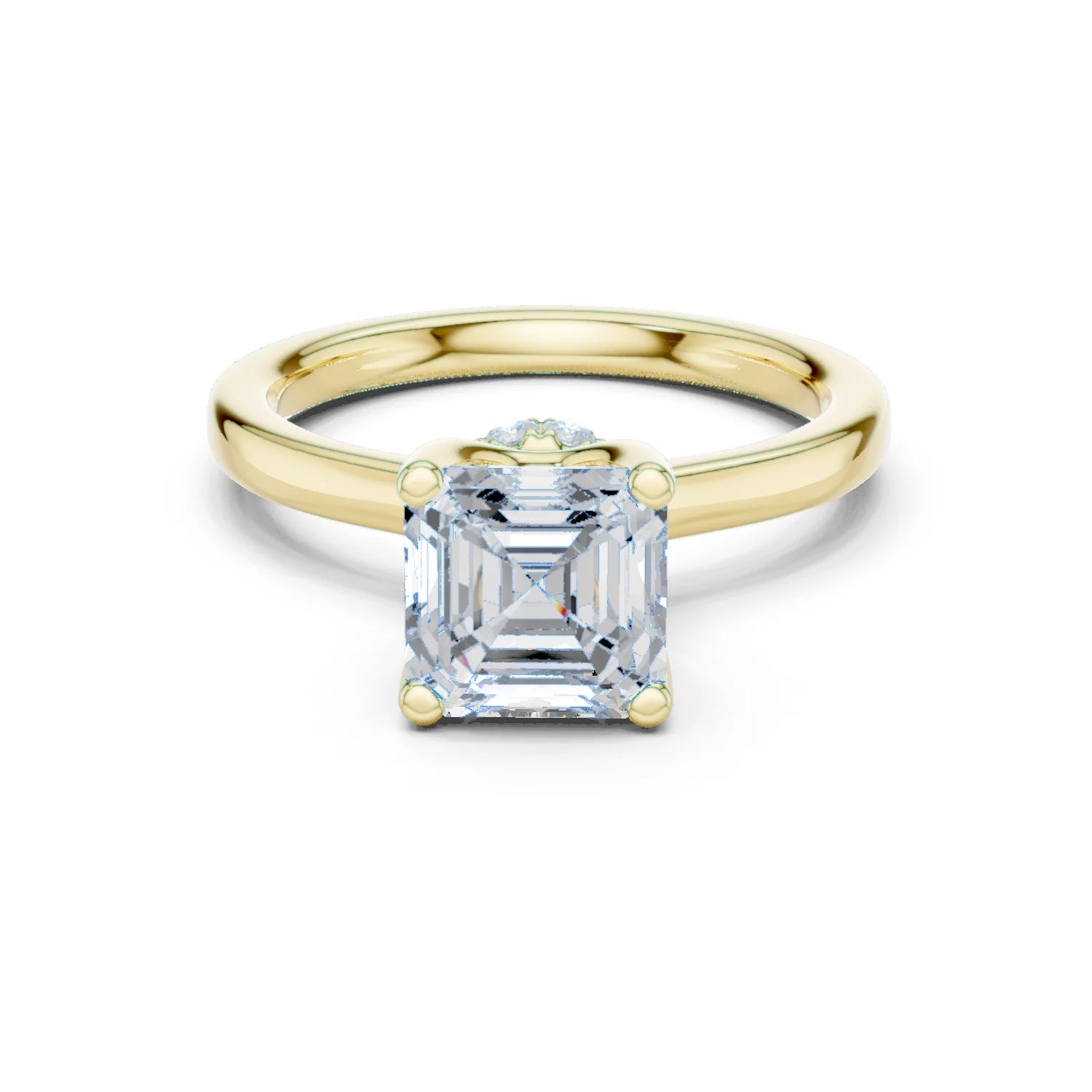 Asscher Shape Diamond Hidden Halo Engagement Ring