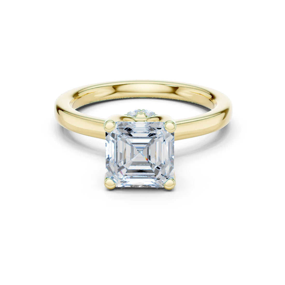 Asscher Shape Diamond Hidden Halo Engagement Ring