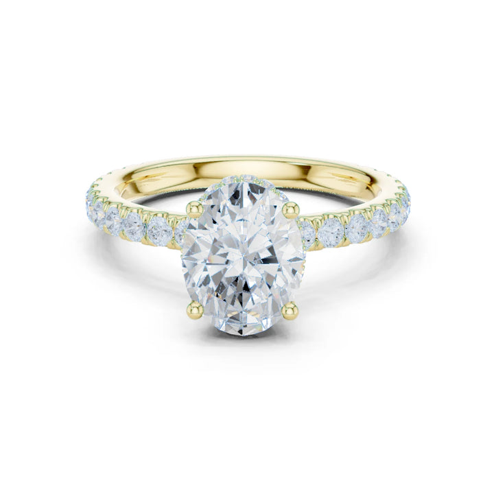 Oval Cut Diamond Double Halo Pave Engagement Ring