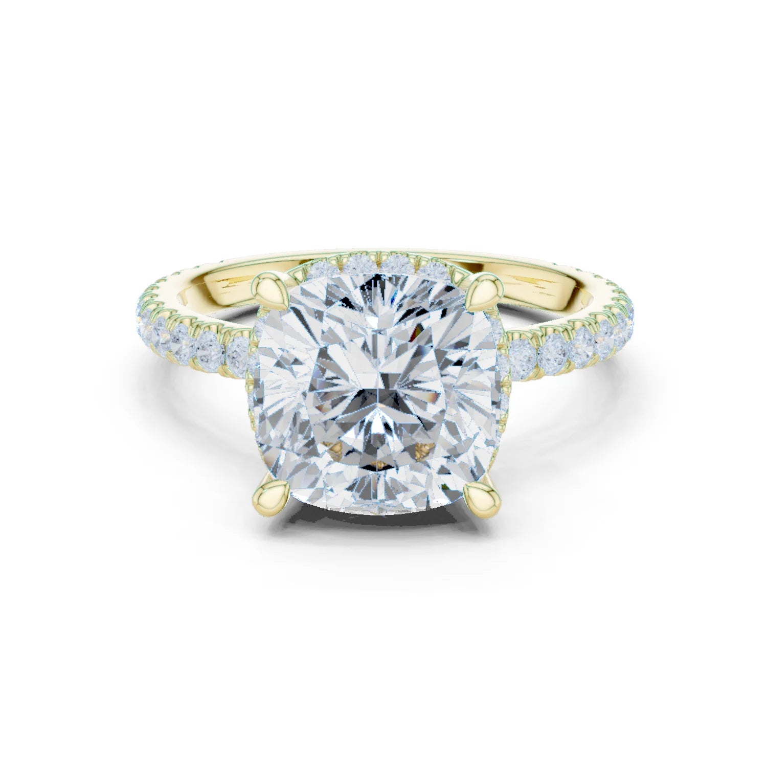 Cushion Diamond Hidden Halo Engagement Ring