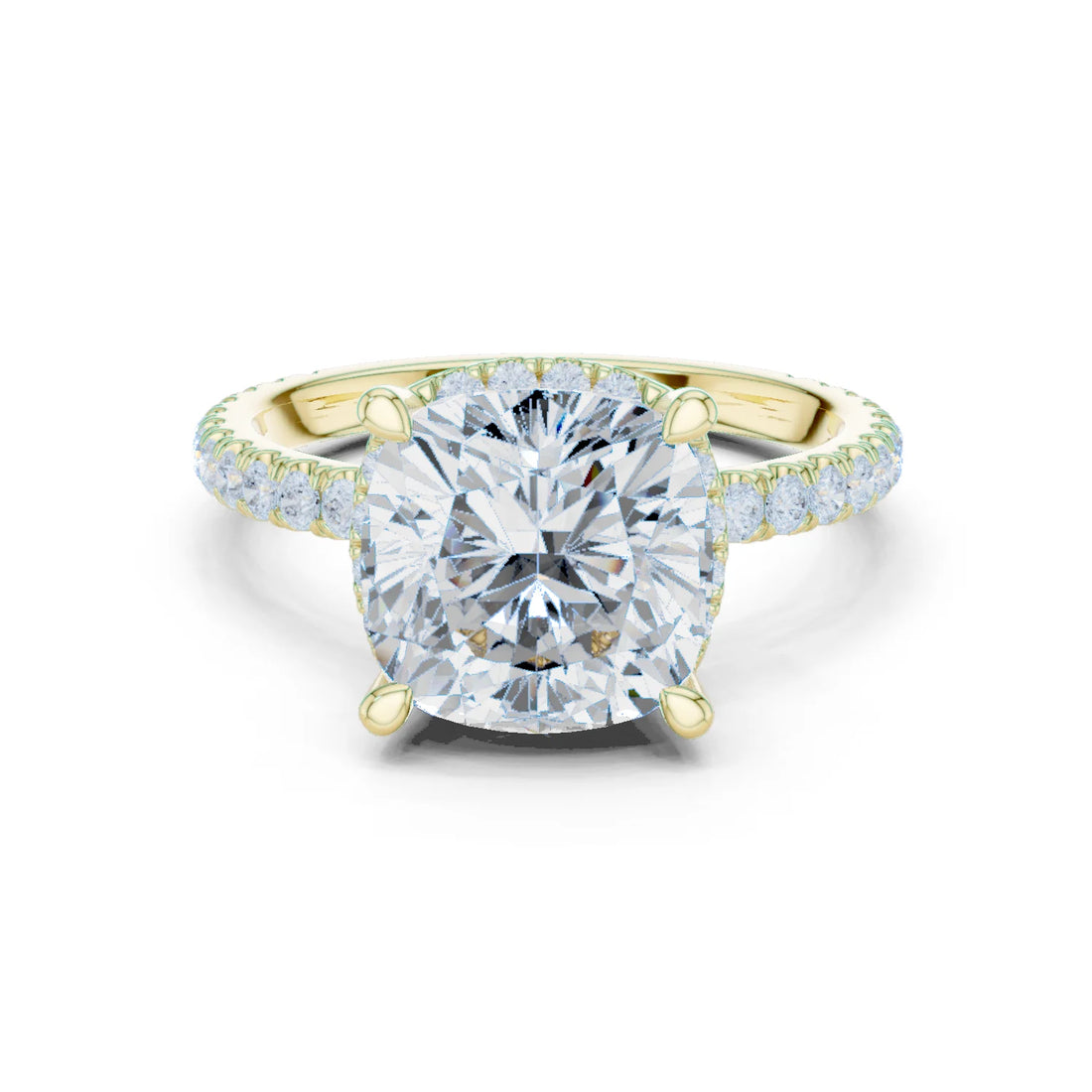 Cushion Diamond Hidden Halo Engagement Ring