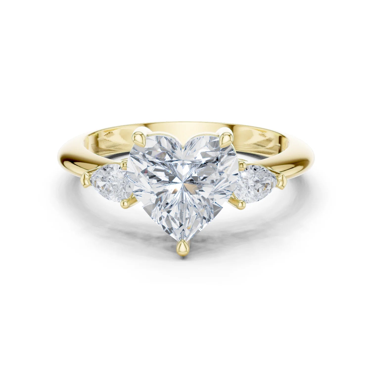 Heart Diamond Solitaire Engagement Ring with Hidden Side Accent