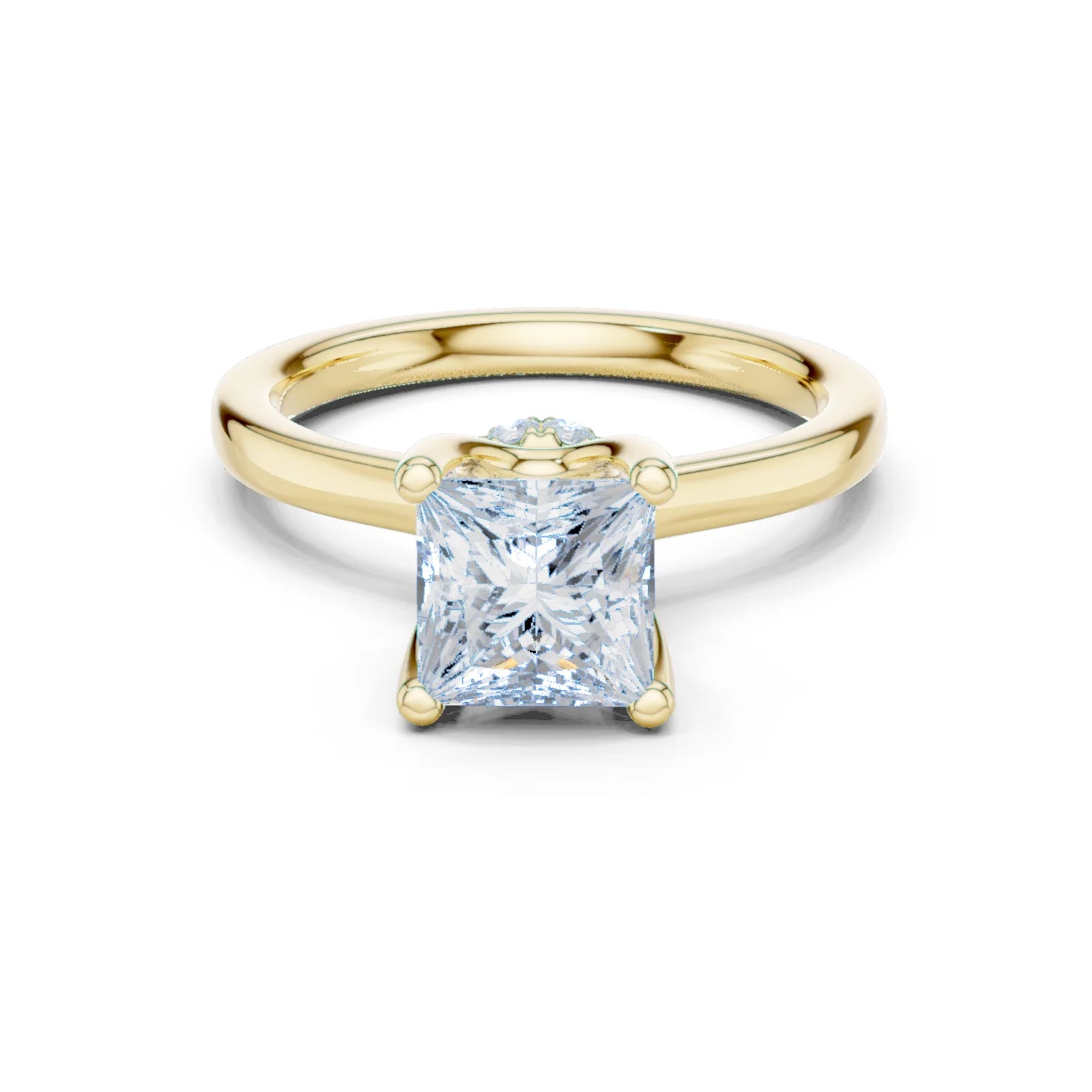 Princess Shape Diamond Hidden Halo Engagement Ring