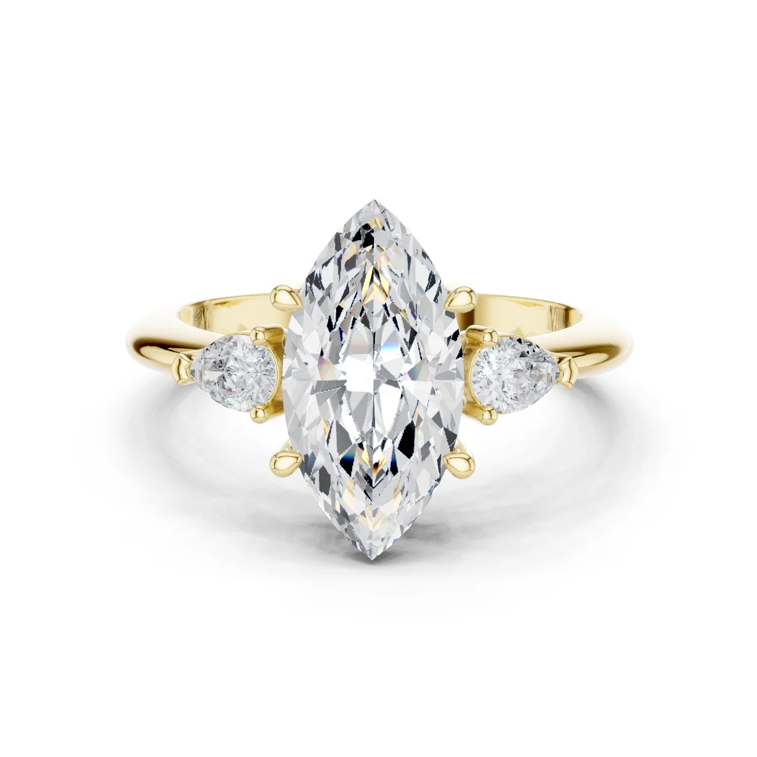 Marquise Diamond Solitaire Engagement Ring with Hidden Side Accent