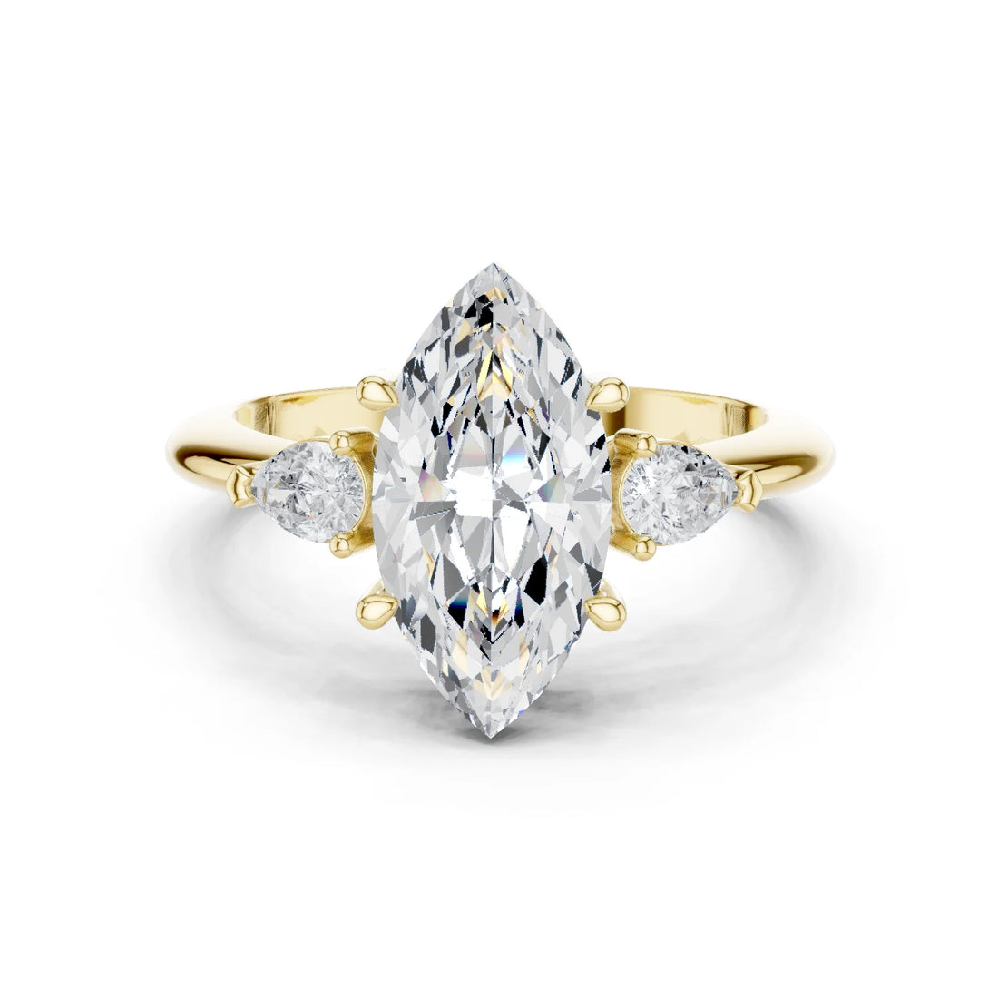 Marquise Diamond Solitaire Engagement Ring with Hidden Side Accent