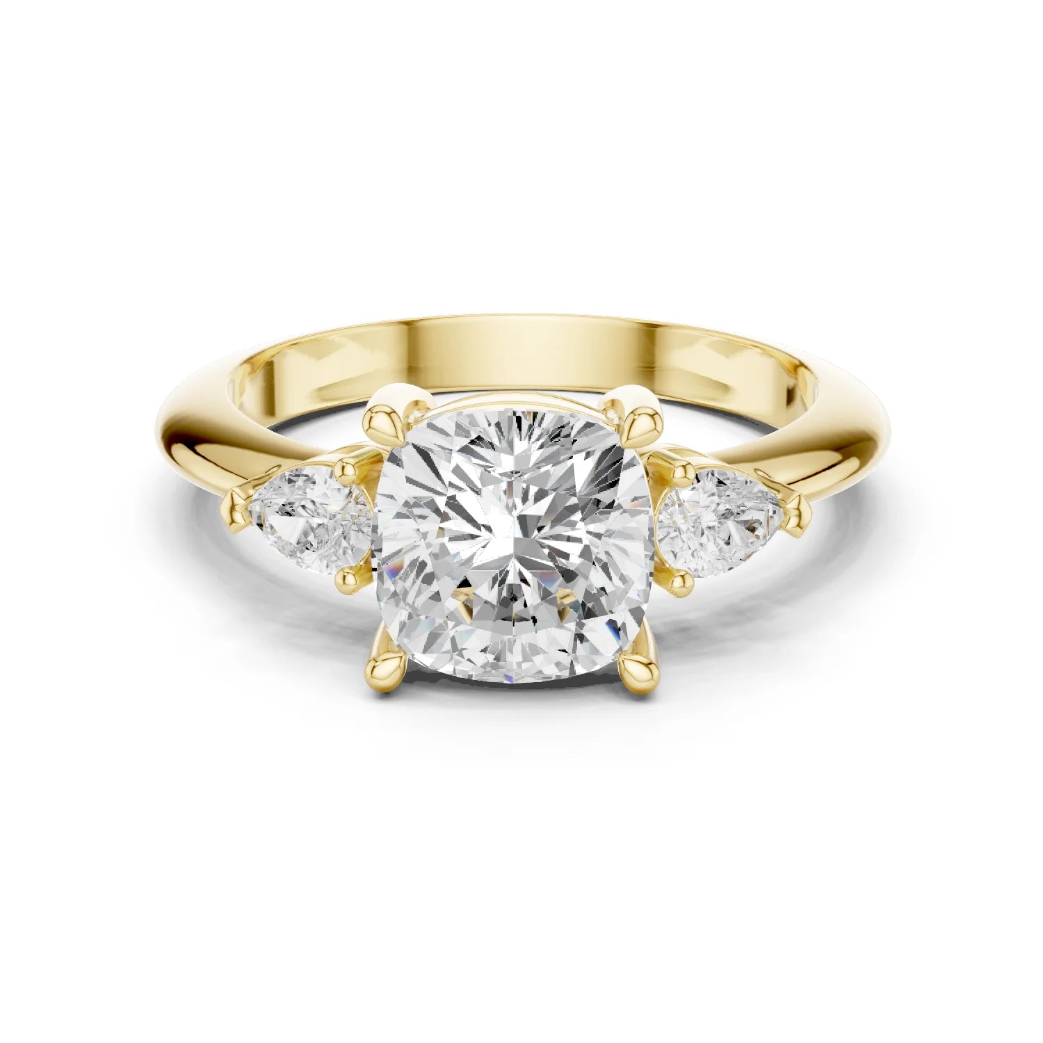 Cushion Diamond Solitaire Engagement Ring with Hidden Side Accent