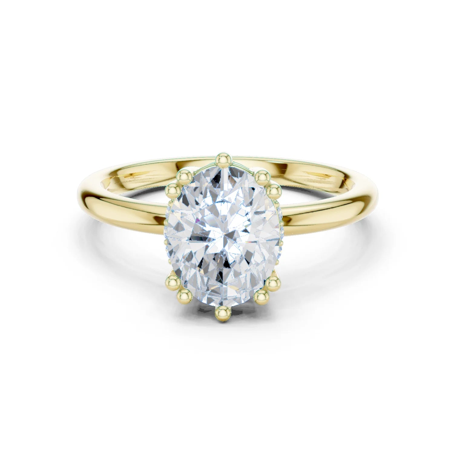 Oval Cut Diamond Solitaire Engagement Ring with Hidden Accent Diamonds