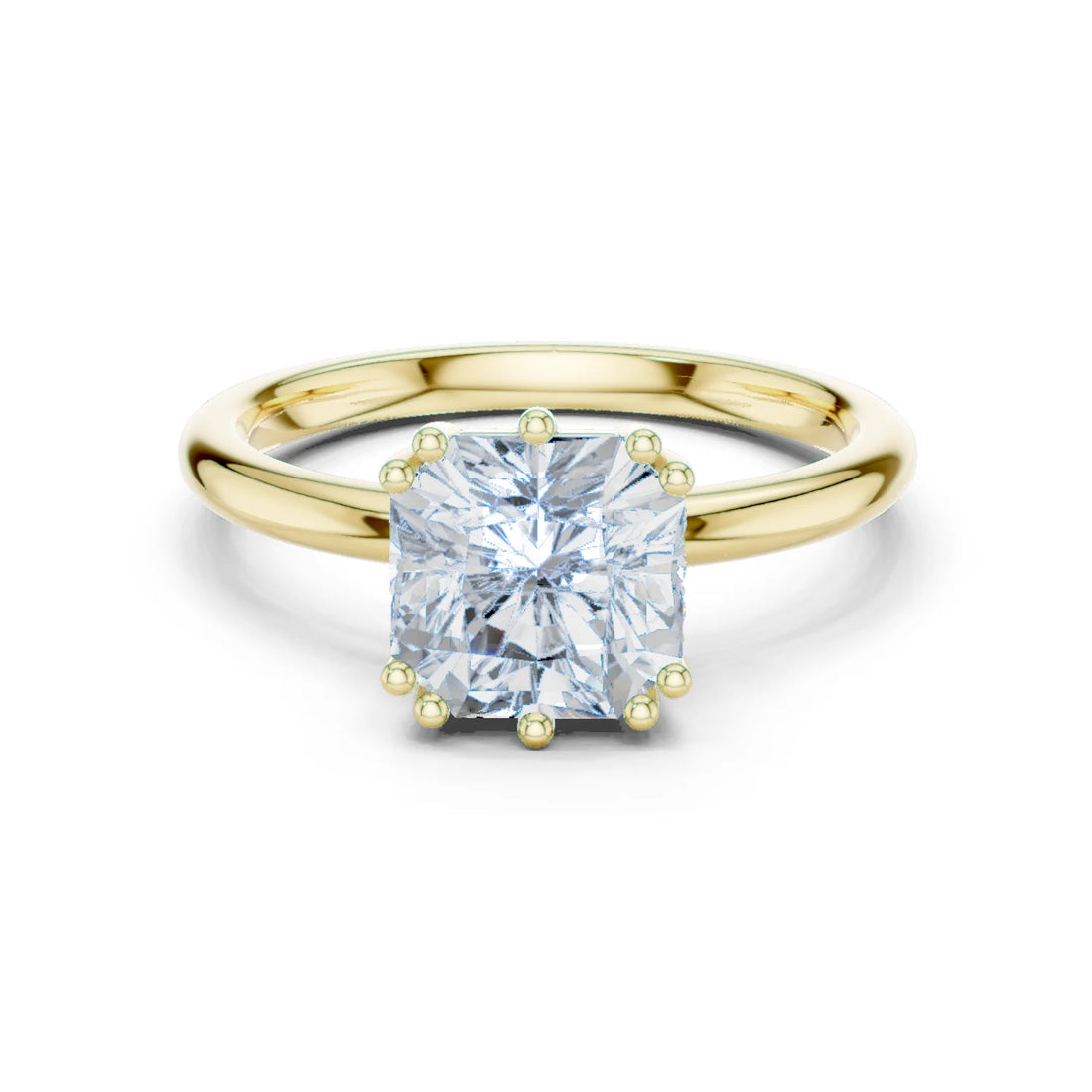 Asscher Cut Diamond Solitaire Engagement Ring with Hidden Accent Diamonds