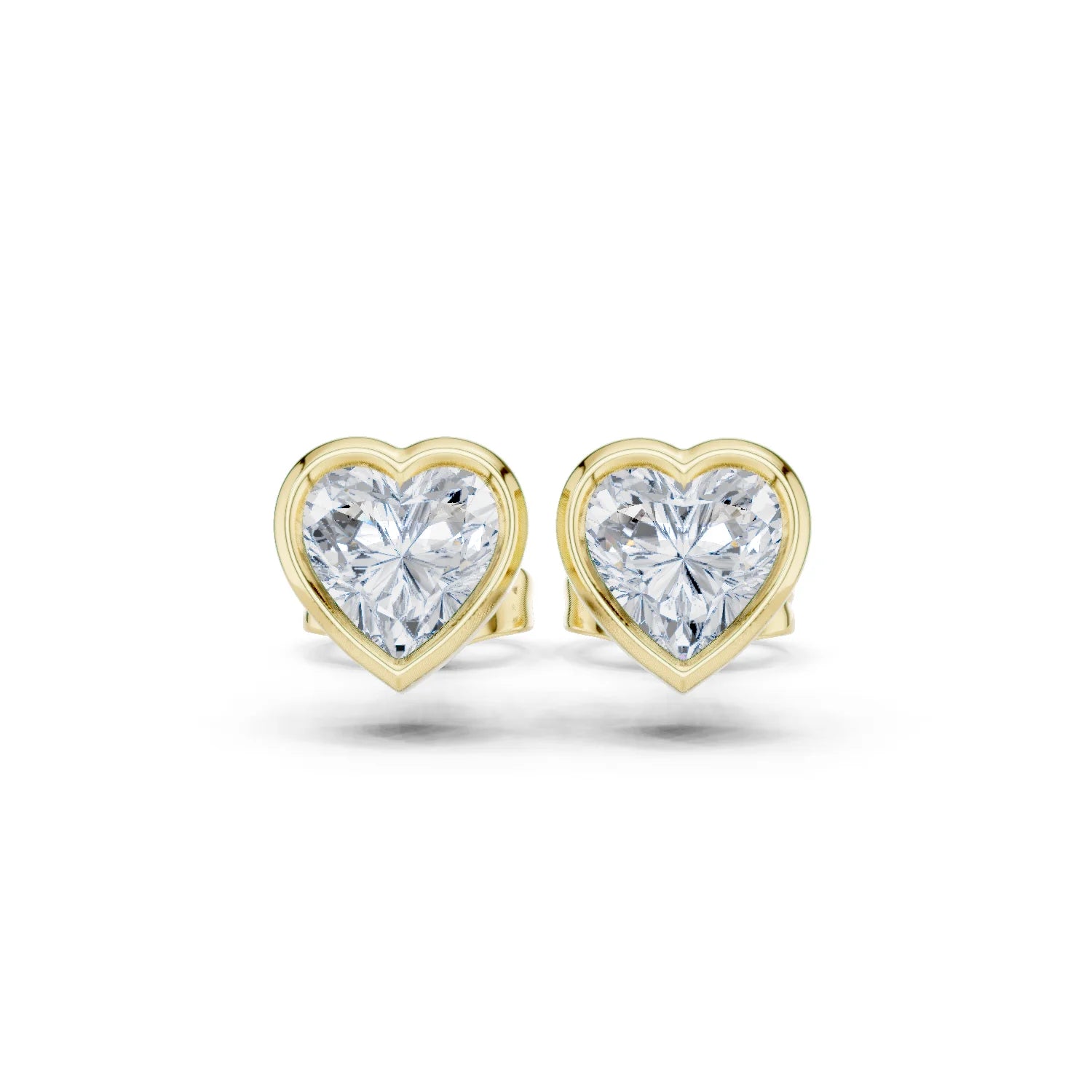 Amoria Heart Bezel Diamond Stud Earrings