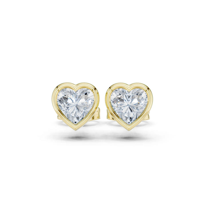 Amoria Heart Bezel Diamond Stud Earrings