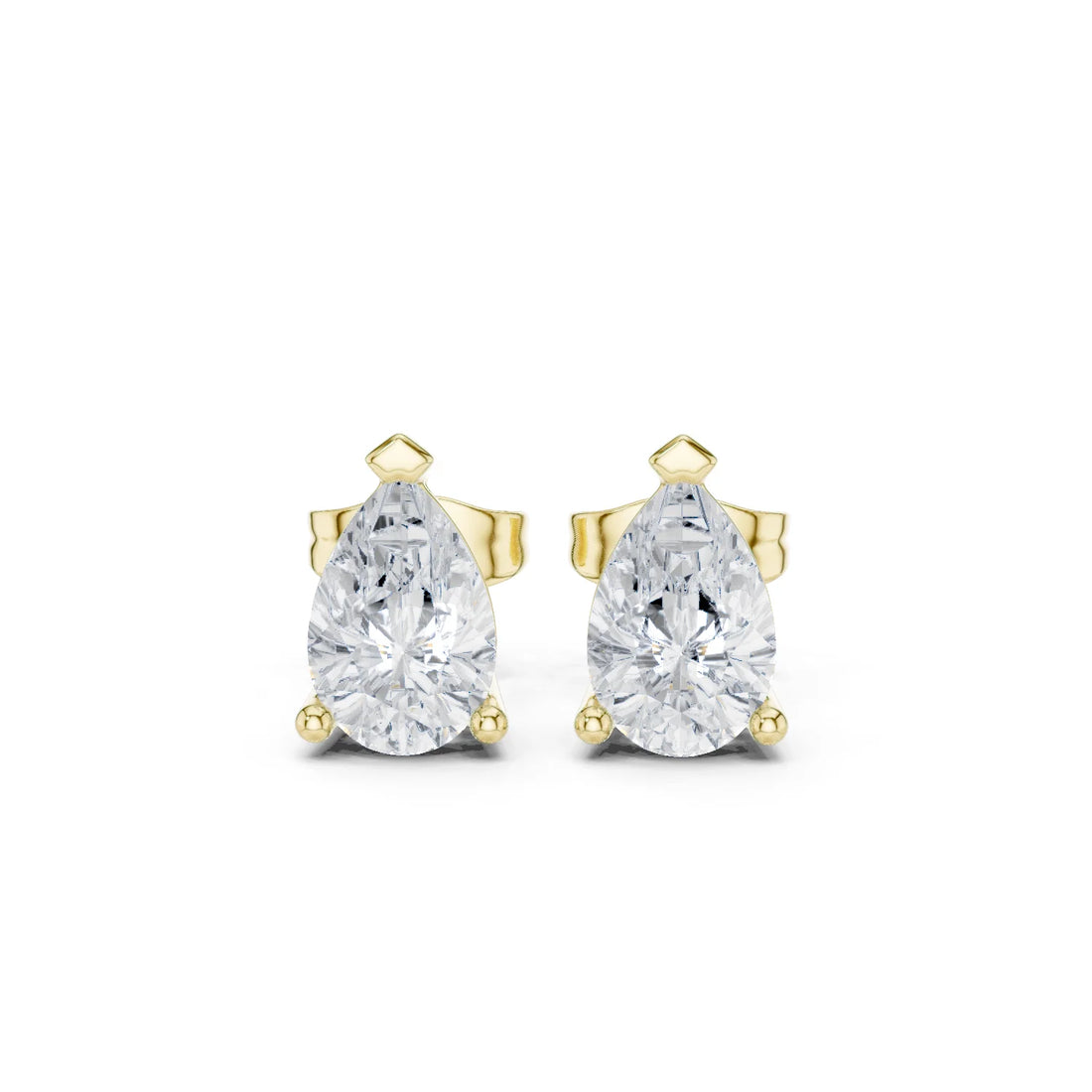 Pure Pear Solitaire Diamond Stud Earrings