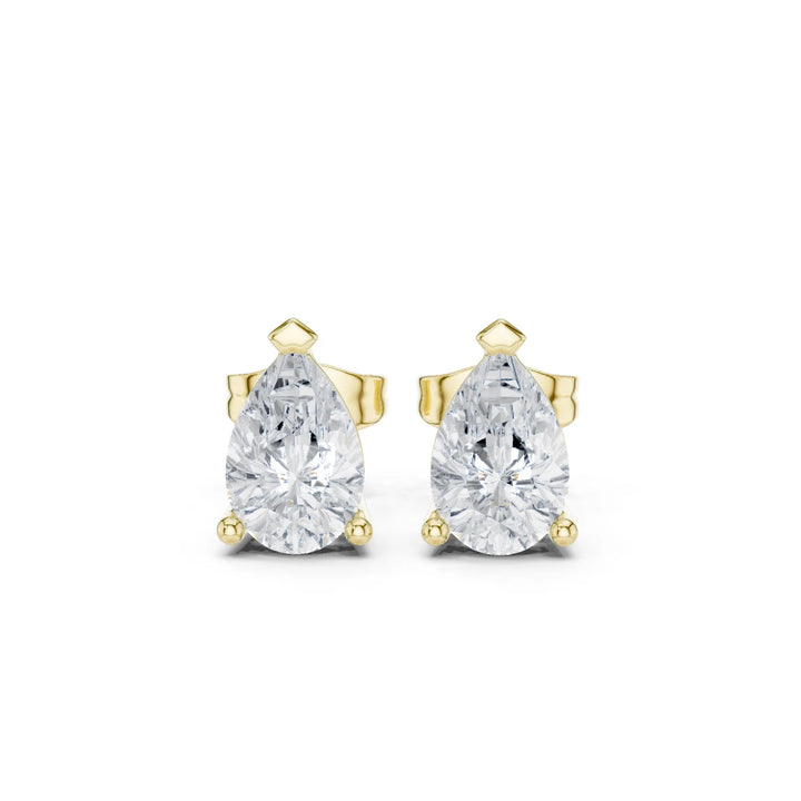 Pure Pear Solitaire Diamond Stud Earrings